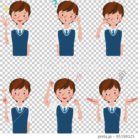 男子学生 表情とポーズのセット 男子学生 表情とポーズのセット 95199325