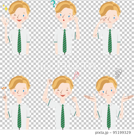 男學生套面部表情和姿勢 95199329