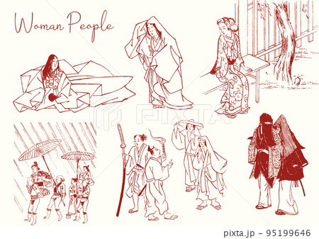 江戸時代の人々　暮らしの絵　セット 95199646