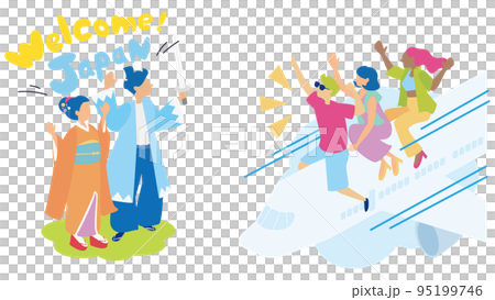 飛行機に乗って京都に遊びにくる観光客 飛行機に乗って京都に遊びにくる観光客 95199746