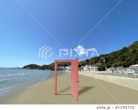海辺に立つ未来の扉 どこでもドア素材 海辺に立つ未来の扉 どこでもドア素材 95199750