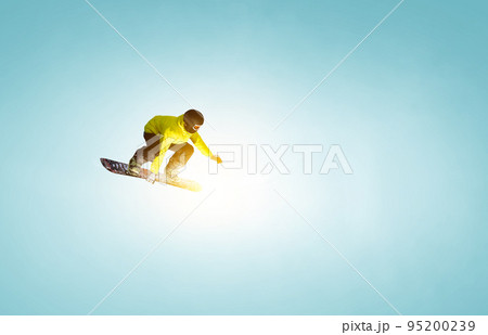 Snowboarder and Alps landscape . Mixed media Snowboarder and Alps landscape . Mixed media 95200239