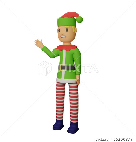3d rendering of santa elves character with christmas and new year concept 95200875