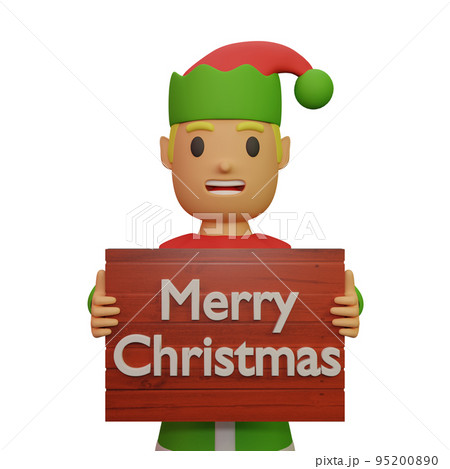 3d rendering of santa elves character with christmas and new year concept 95200890