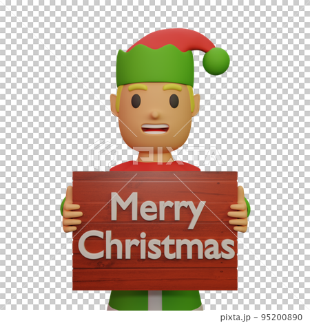 3d rendering of santa elves character with christmas and new year concept 95200890