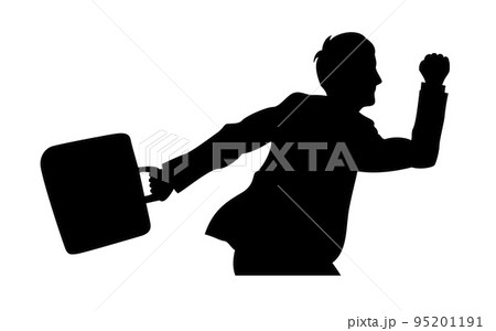 駆け上がるサラリーマンのシルエット 95201191