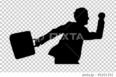 駆け上がるサラリーマンのシルエット 95201191