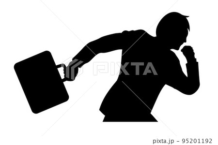 走るサラリーマンのシルエットのイラスト素材