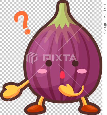 Illustration of a cute fig character with a curious face 95201321