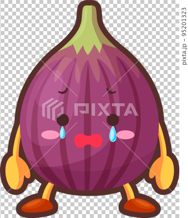 Illustration of a cute fig character crying Illustration of a cute fig character crying 95201323