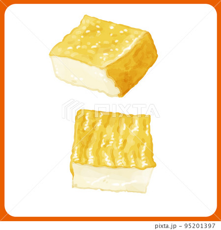 手描き水彩の厚揚げイラスト 95201397