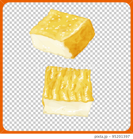 手描き水彩の厚揚げイラスト 95201397