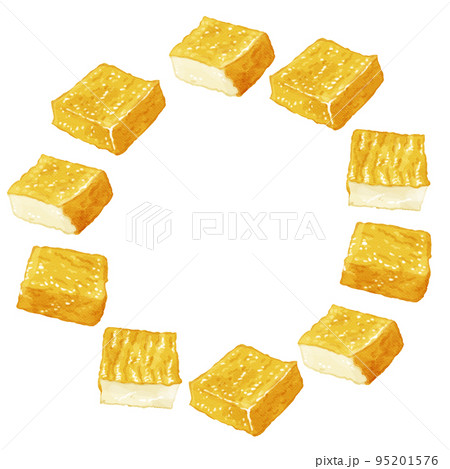 手描き水彩の厚揚げイラスト正方形フレーム・円 95201576