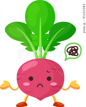 不機嫌な顔をしたかわいい赤カブのキャラクターのイラスト 95202065