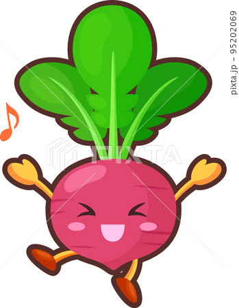 とても喜ぶかわいい赤カブのキャラクターのイラスト 95202069