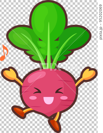 とても喜ぶかわいい赤カブのキャラクターのイラスト 95202069