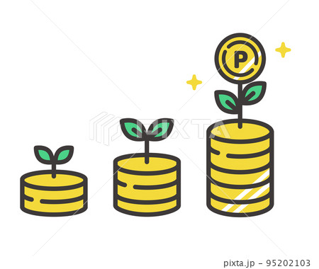 ポイントを育てるイメージのベクターイラスト素材／積み立て／NISA／投資／株 95202103