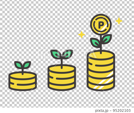 ポイントを育てるイメージのベクターイラスト素材／積み立て／NISA／投資／株 95202103