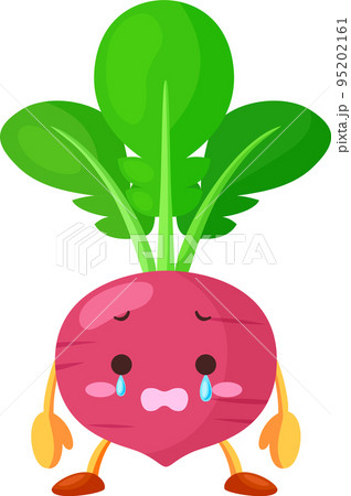 涙を流すかわいい赤カブのキャラクターのイラスト 95202161