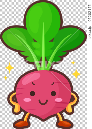 Illustration of a cute red turnip character with a proud face 95202175
