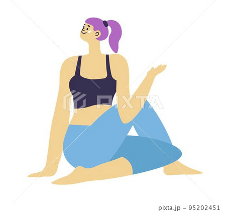 Woman stretching and doing exercises, sports hobby Woman stretching and doing exercises, sports hobby 95202451
