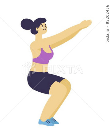 Woman working out, squats exercises for muscles Woman working out, squats exercises for muscles 95202456