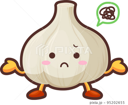 不機嫌な顔をしたかわいいニンニクのキャラクターのイラスト 不機嫌な顔をしたかわいいニンニクのキャラクターのイラスト 95202655