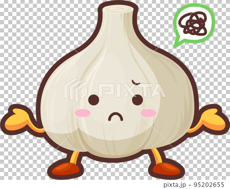 不機嫌な顔をしたかわいいニンニクのキャラクターのイラスト 不機嫌な顔をしたかわいいニンニクのキャラクターのイラスト 95202655