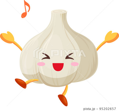 とても喜んでいるかわいいニンニクのキャラクターのイラスト とても喜んでいるかわいいニンニクのキャラクターのイラスト 95202657