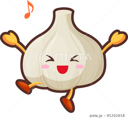 とても喜んでいるかわいいニンニクのキャラクターのイラスト 95202658