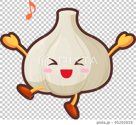 とても喜んでいるかわいいニンニクのキャラクターのイラスト 95202658