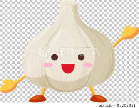 舉手的可愛大蒜角色的插圖 舉手的可愛大蒜角色的插圖 95202811