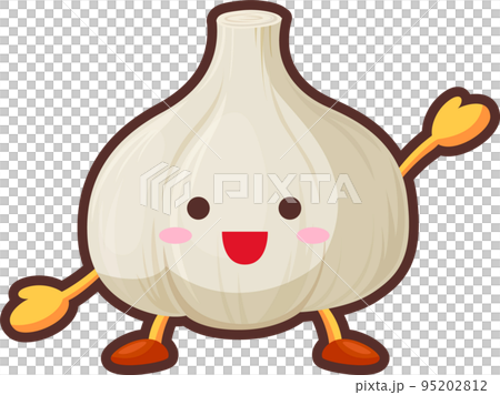 舉手的可愛大蒜角色的插圖 95202812