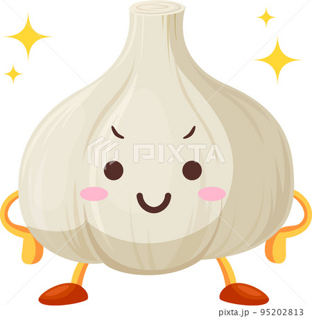 得意気な顔をしたかわいいニンニクのキャラクターのイラスト 95202813