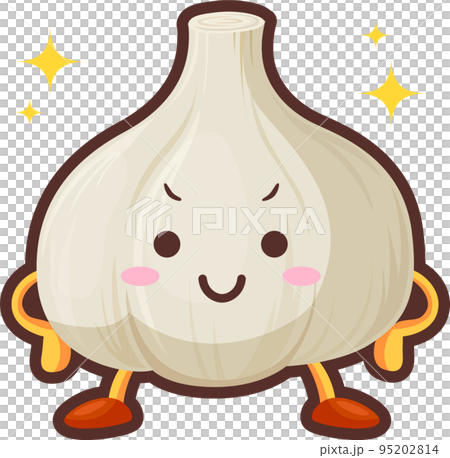 一個帶著驕傲臉龐的可愛大蒜角色的插圖 95202814