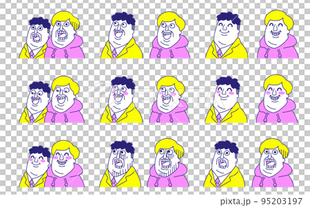変な顔の二人 顔パターンセット 変な顔の二人 顔パターンセット 95203197