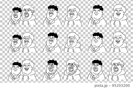 Two people with strange faces face pattern set Two people with strange faces face pattern set 95203200
