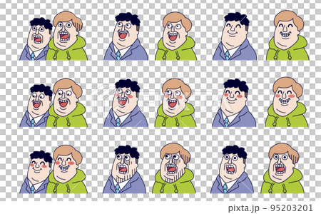 変な顔の二人 顔パターンセット 変な顔の二人 顔パターンセット 95203201