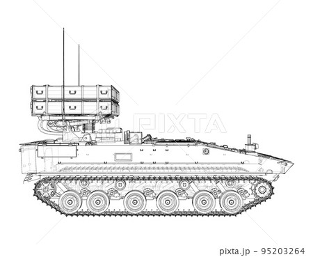 Military track missle system. Vector 95203264