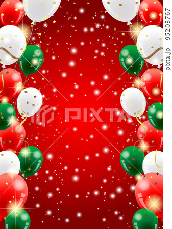 クリスマスカラーの風船背景ヨコ・赤 95203767