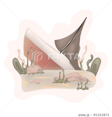 The ship is sinking.Children's illustration of a ship on a white background 95203873