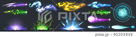 Set of vfx neon light effects isolated on black 95203939
