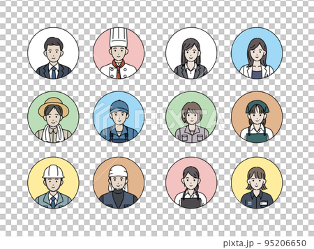 Icon set of people working in various occupations Icon set of people working in various occupations 95206650