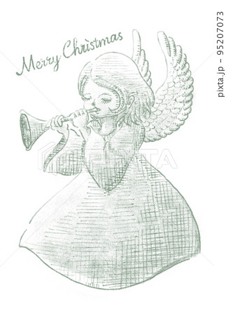 ラッパを吹く天使のクリスマスカード 95207073