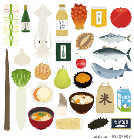 青森グルメのイラストセット 青森グルメのイラストセット 95207908