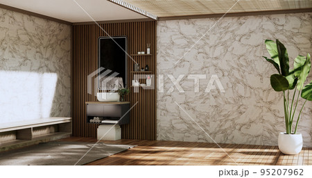 The Bath and toilet on bathroom japanese wabi sabi style .3D rendering The Bath and toilet on bathroom japanese wabi sabi style .3D rendering 95207962