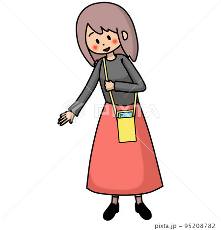 スマホショルダーを持ち歩く女性のイラスト 95208782
