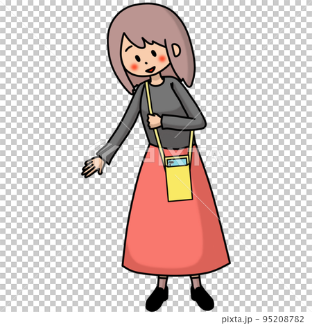 スマホショルダーを持ち歩く女性のイラスト 95208782