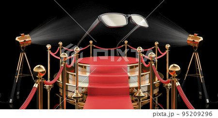 Podium with eyeglasses, 3D rendering 95209296