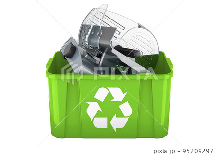 Recycling trashcan with slicing machine, 3D rendering 95209297